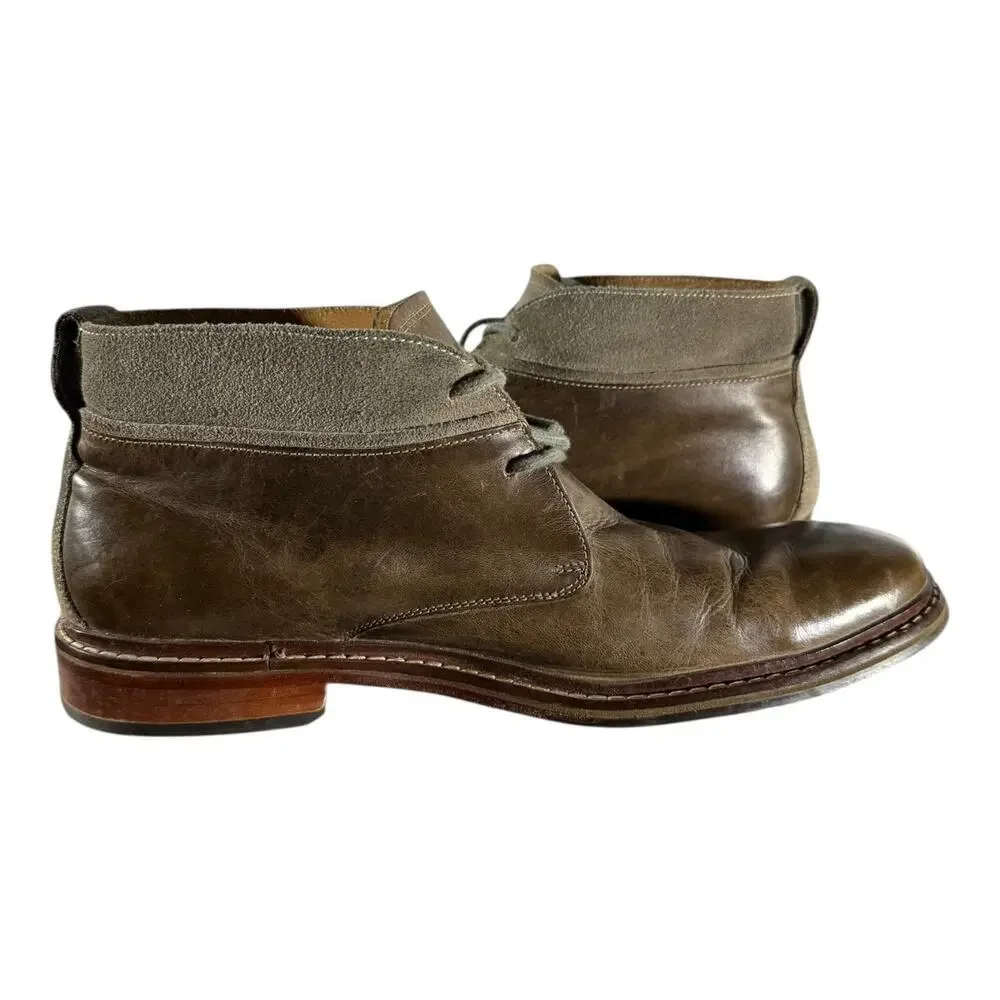 Cole Haan Chukka Boots Men's 11M Brown Leather Almond Toe Lace-Up Block Heel